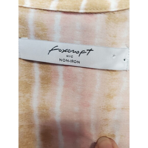 Foxcroft Non-Iron Tie-Dye Stripe Roll-Tab Sleeve Button-Up Shirt Size 14W - Picture 4 of 7